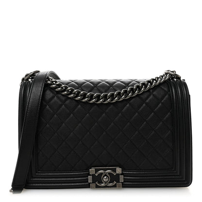 Medium Quilted Calfskin Flap Shoulder Bag - Black