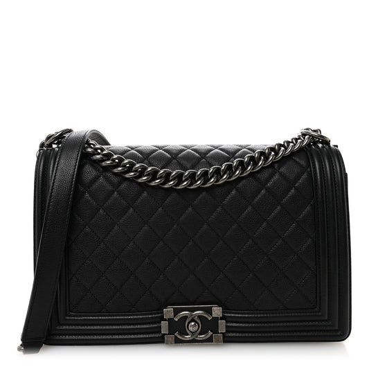 Medium Quilted Calfskin Flap Shoulder Bag - Black