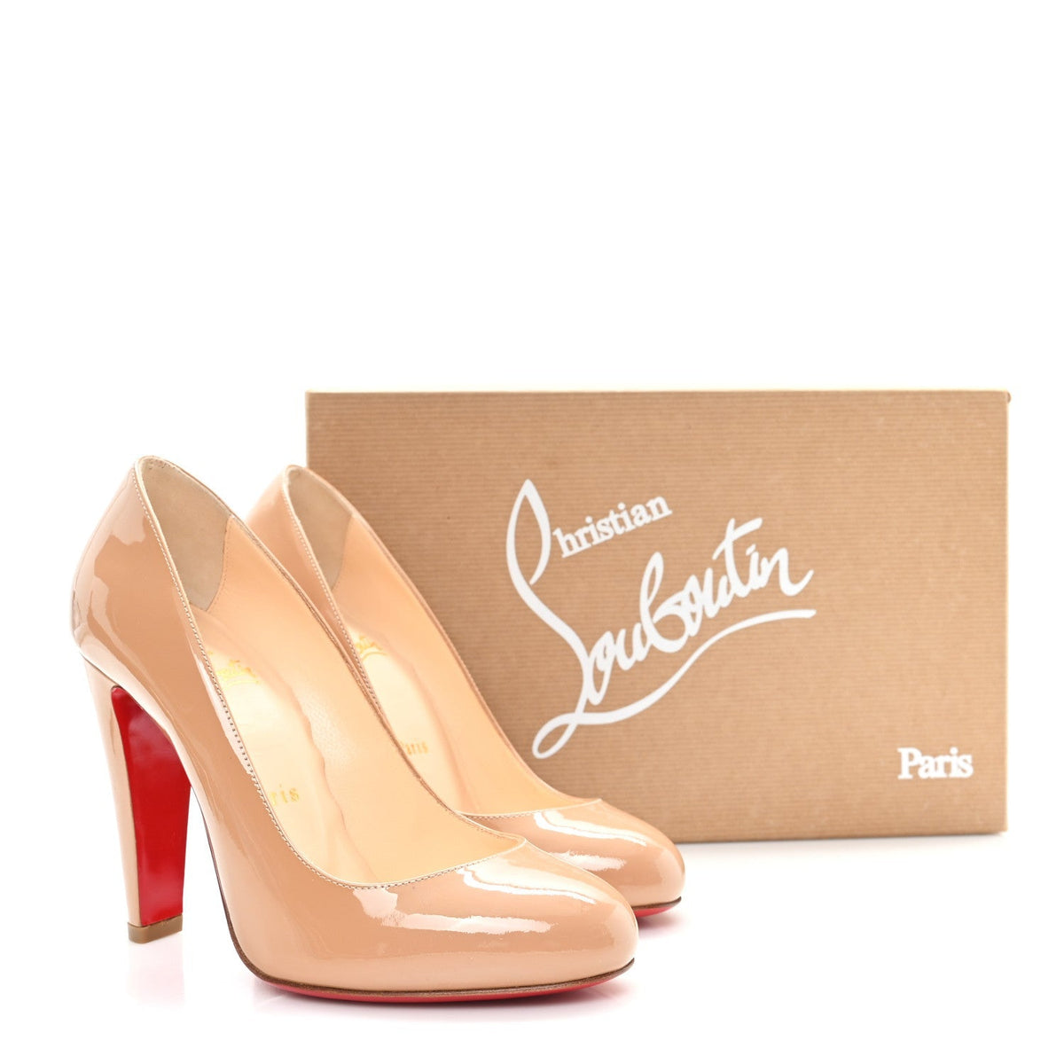 Christian Louboutin Patent Leather Women's Fififa 100 Pumps 36.5 Nude