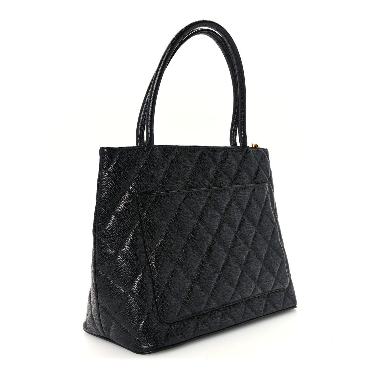 Quilted Caviar Tote Bag - Black