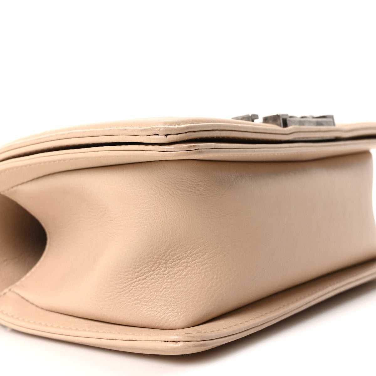 Small Calfskin Flap Shoulder Bag - Beige
