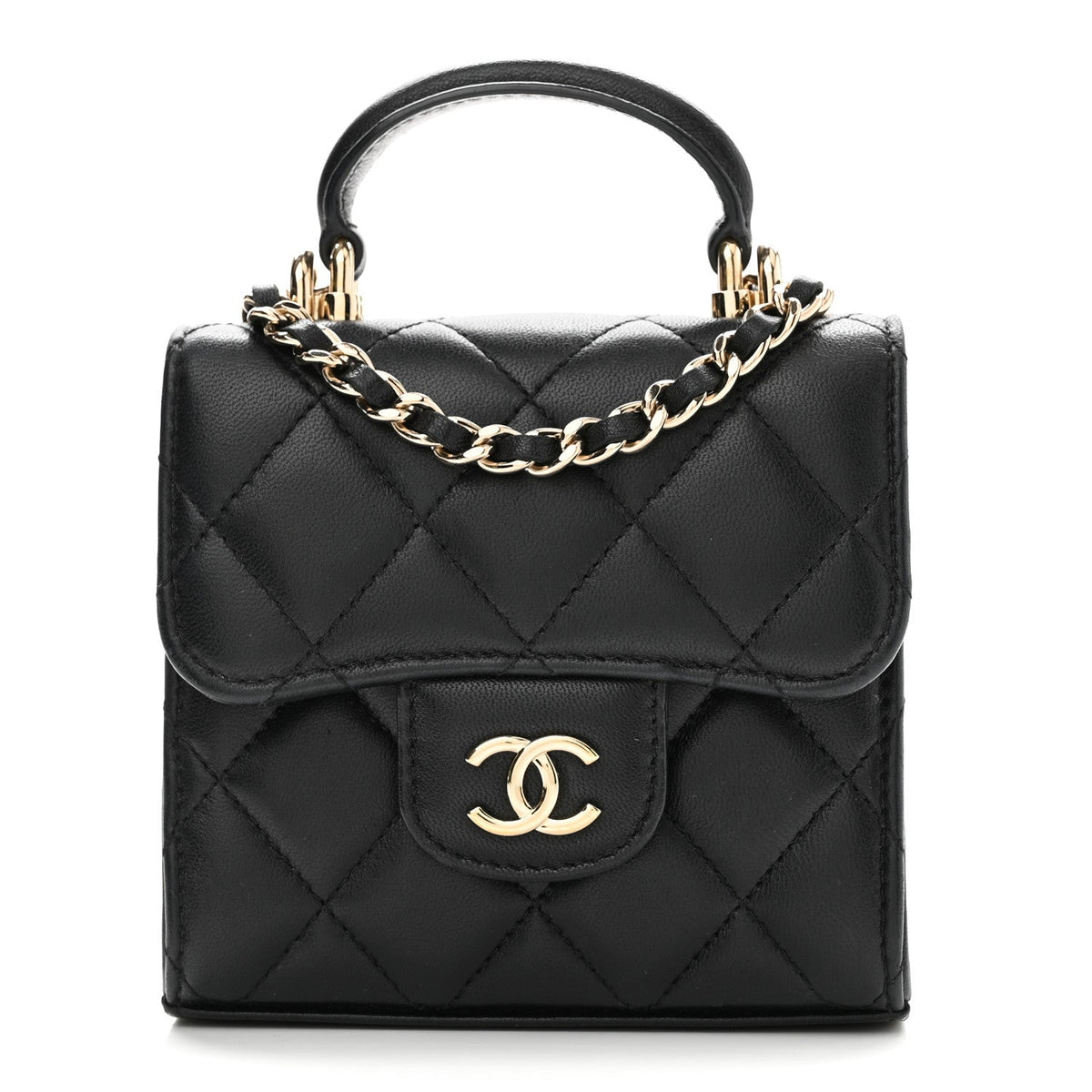 Quilted Lambskin Clutch Bag - Black