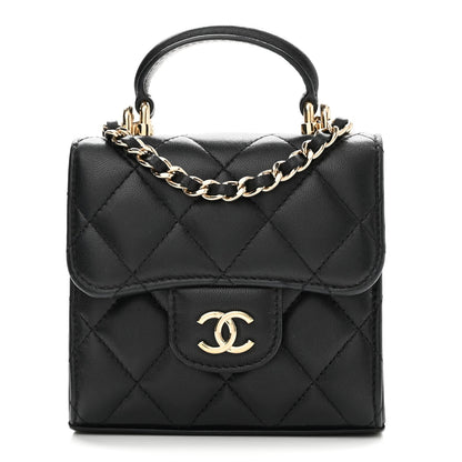 Quilted Lambskin Clutch Bag - Black