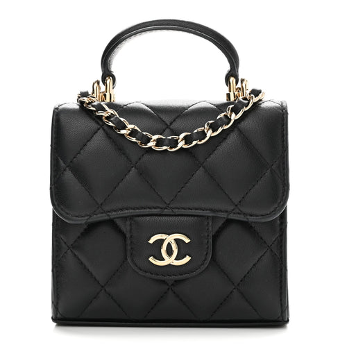 Quilted Lambskin Clutch Bag - Black