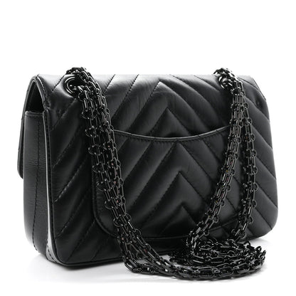 Mini Quilted Calfskin Flap Shoulder Bag - Black