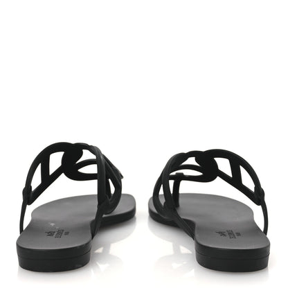 Hermes Rubber Women's Egerie Sandals 36 Black