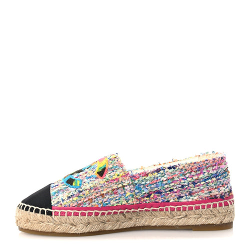 Cotton Tweed Grosgrain CC Espadrilles Multicolor Black