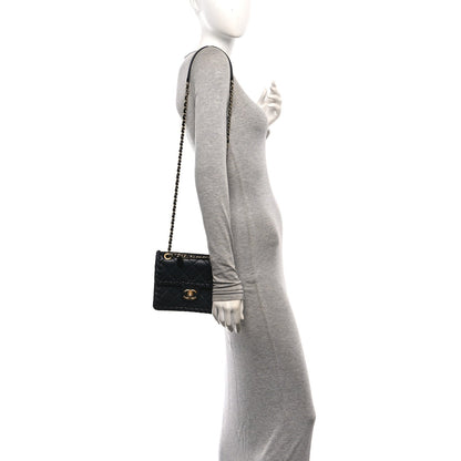 Mini Calfskin Flap Shoulder Bag - Black