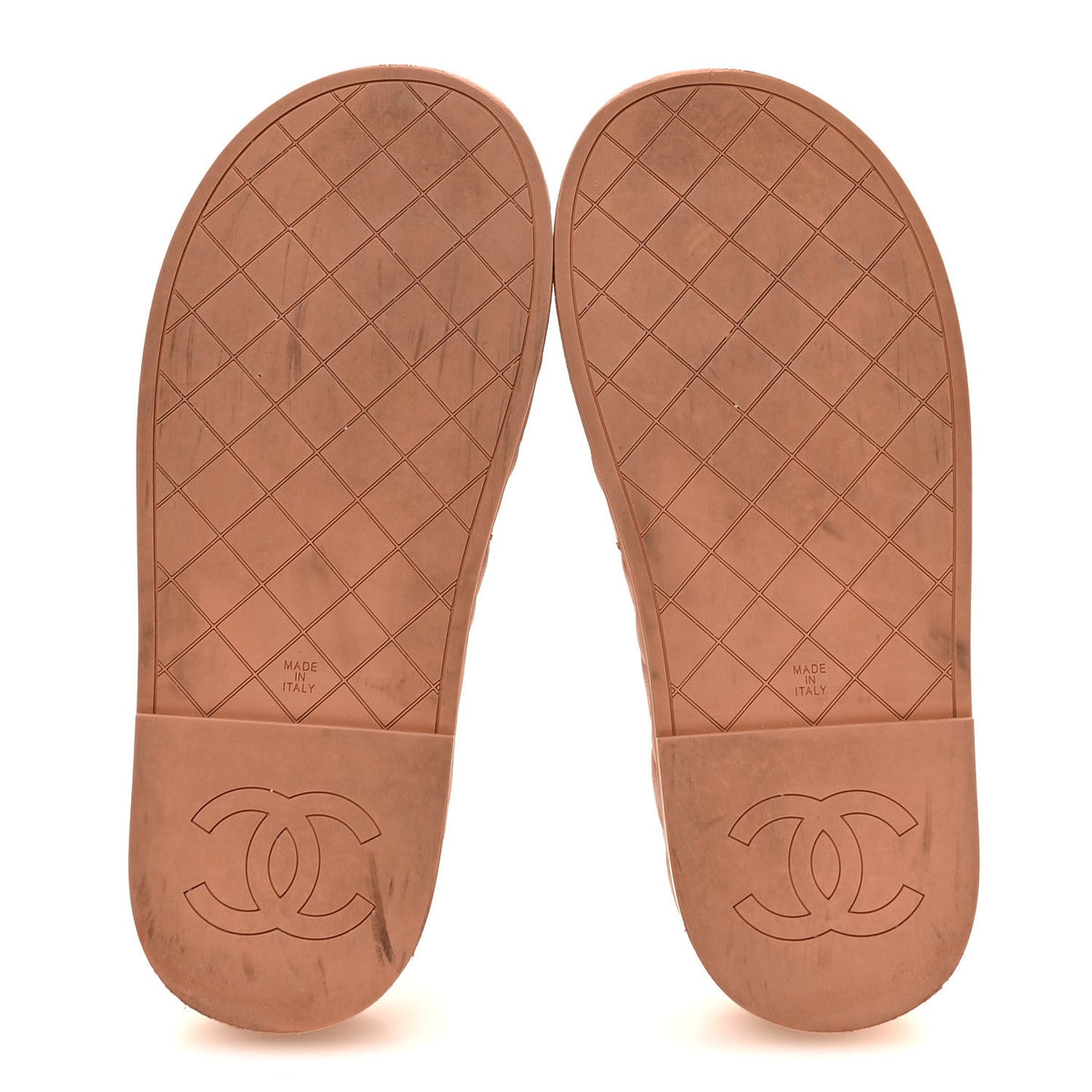 Chanel Lambskin Quilted Women's CC Mules Sandals 37 Brown
