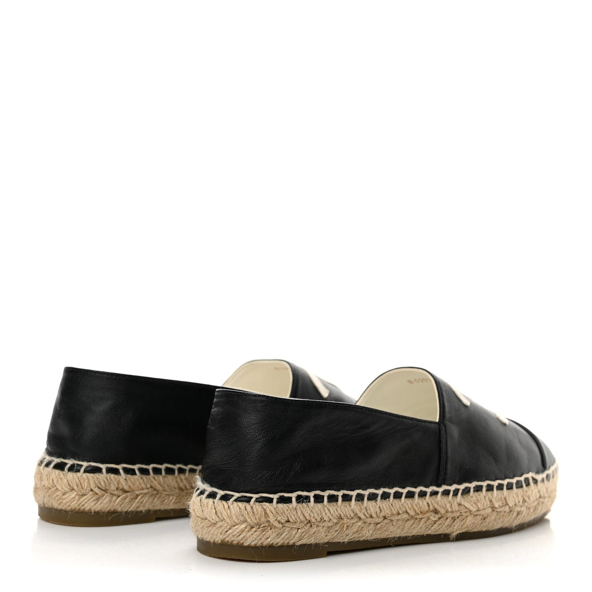 Chanel Lambskin CC Women's Espadrilles 37 Black White Dark Grey
