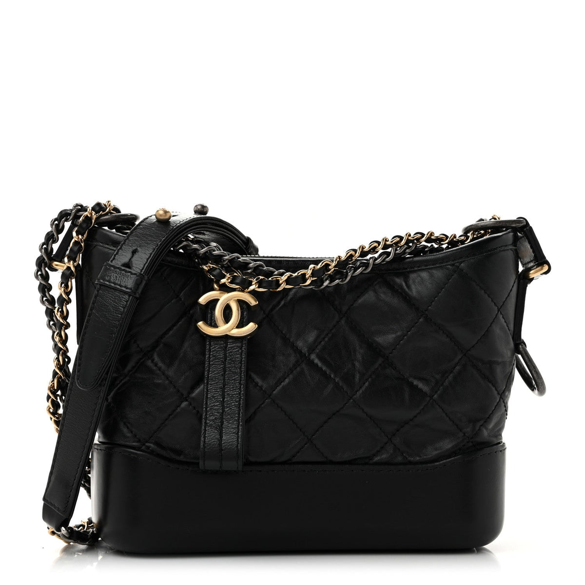 Small Quilted Calfskin Hobo Bag - Black