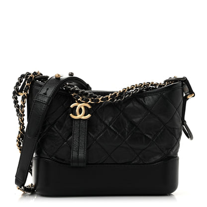 Small Quilted Calfskin Hobo Bag - Black