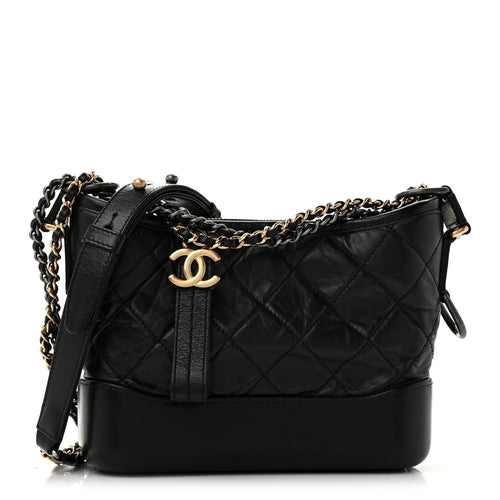 Small Quilted Calfskin Hobo Bag - Black