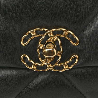 Medium Quilted Lambskin Flap Shoulder Bag - Black