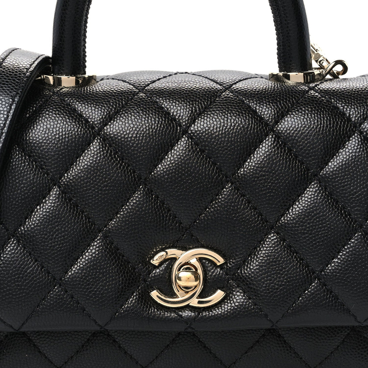Mini Quilted Caviar Flap Shoulder Bag - Black