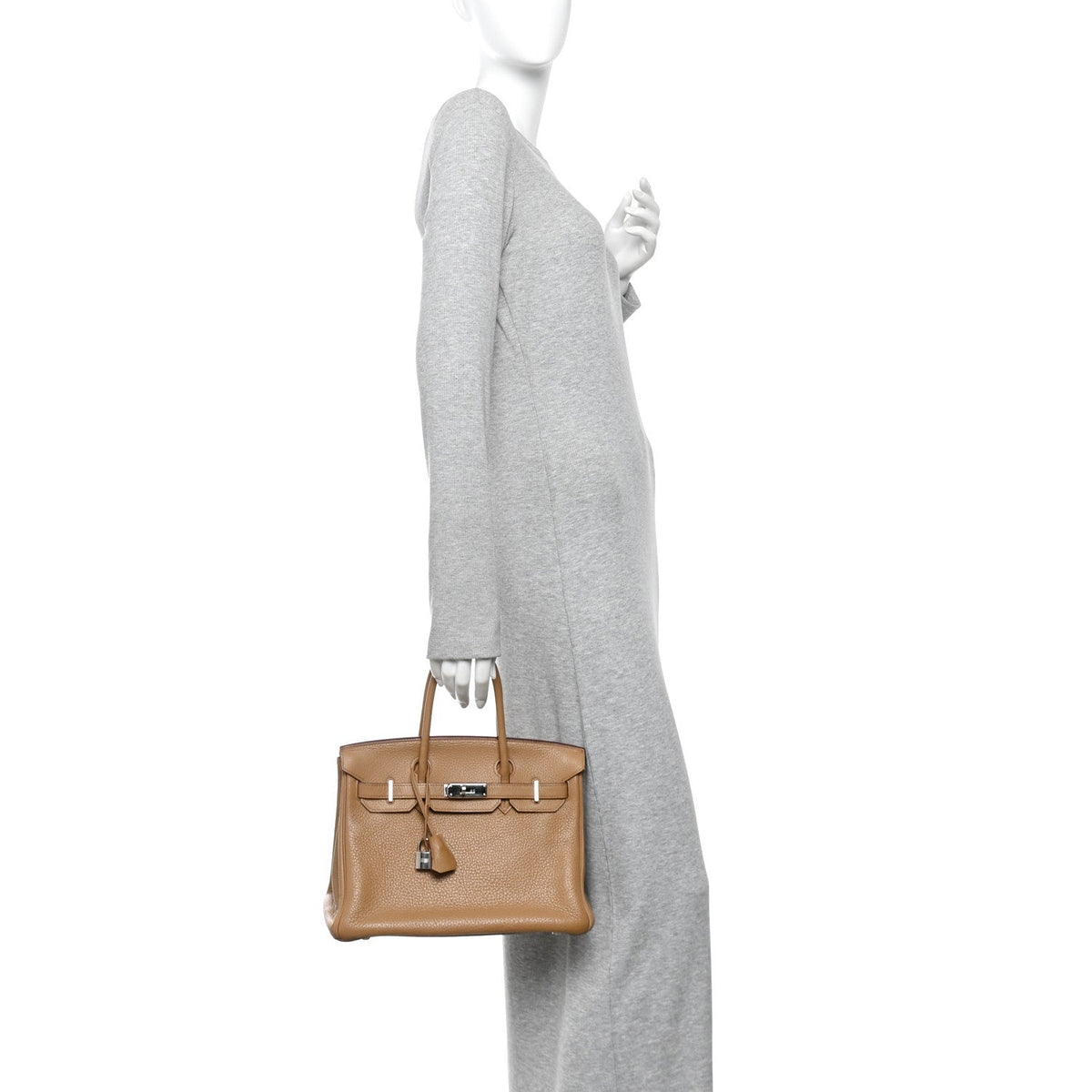Taurillon Clemence Birkin 30 Biscuit Handbag