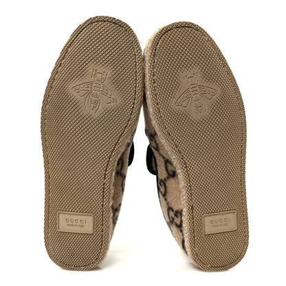 Gucci Wool Women's Fria Horsebit Loafers 35.5 Beige Ebony