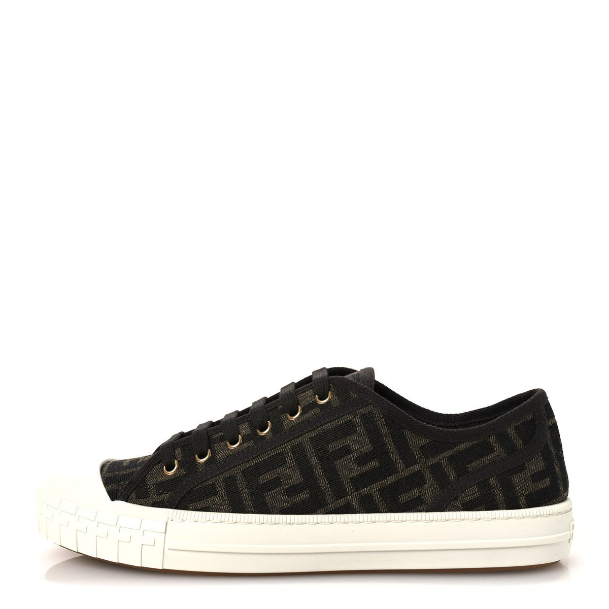 Fendifabric Jacquard Rubber Ff Domino Sneakers Tabacco Black