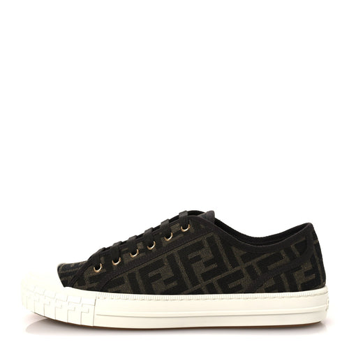 Fendifabric Jacquard Rubber Ff Domino Sneakers Tabacco Black