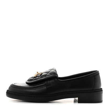 Chanel Lambskin Quilted CC Turnlock Women's Loafers Black