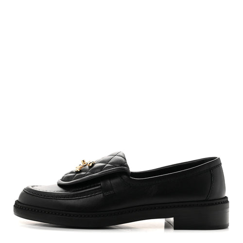 Chanel Lambskin Quilted CC Turnlock Women's Loafers Black