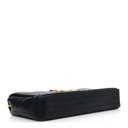 Small Quilted Lambskin Flap Shoulder Bag - Black