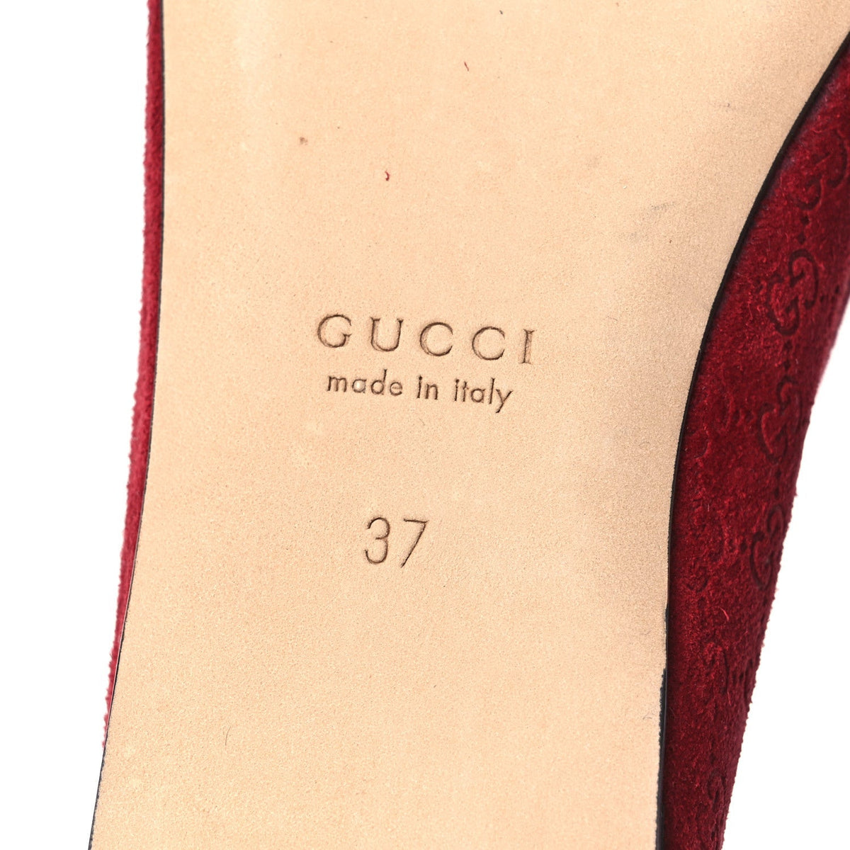 Gucci Suede Micro GG Women's Kensington Moccasin Loafers 37 Rosso Ancora