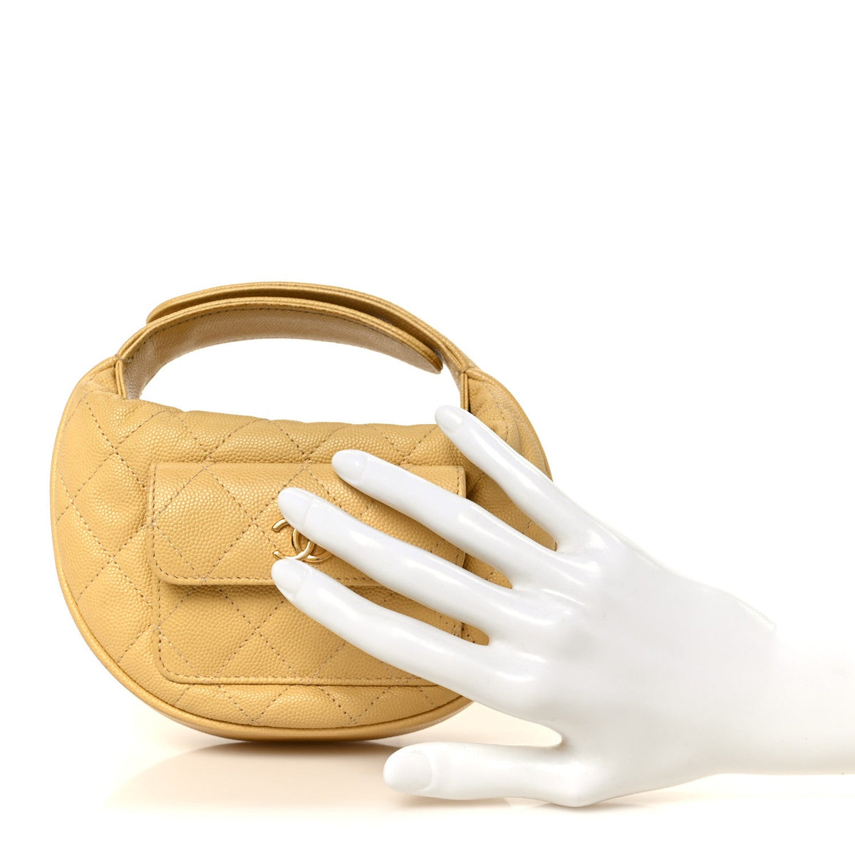 Quilted Caviar Hobo Bag - Yellow