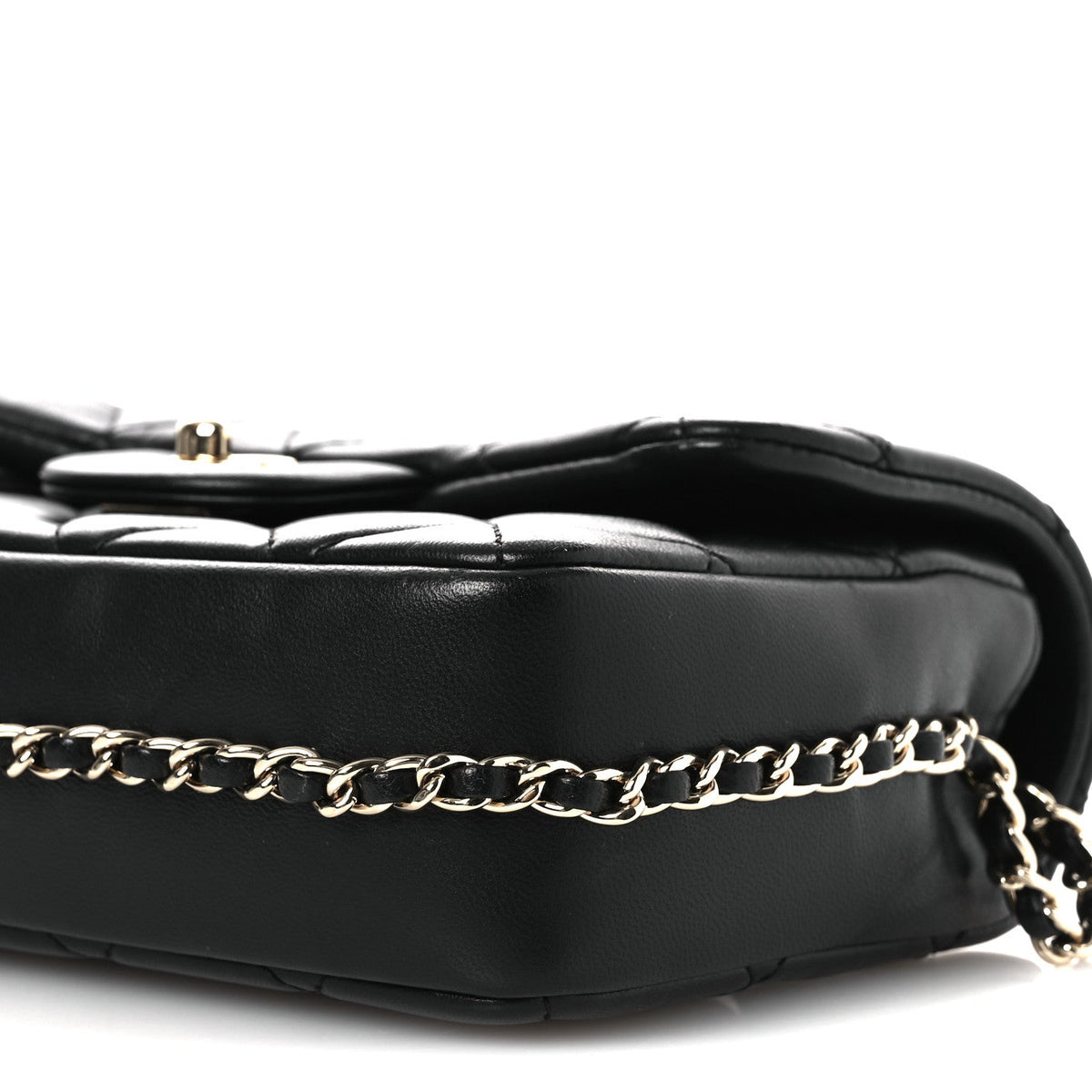Small Quilted Lambskin Flap Shoulder Bag - Black