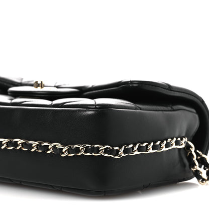 Small Quilted Lambskin Flap Shoulder Bag - Black