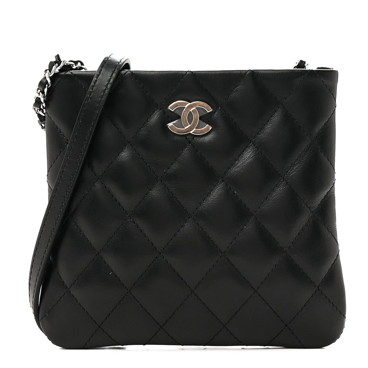 Quilted Lambskin Crossbody Bag - Black