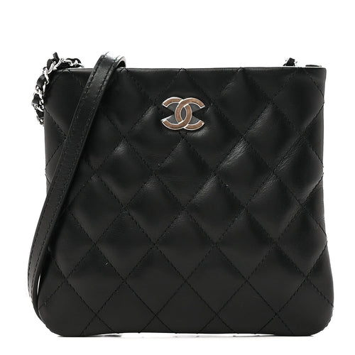 Quilted Lambskin Crossbody Bag - Black