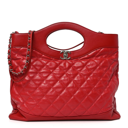 Large Quilted Calfskin Handbag - Red