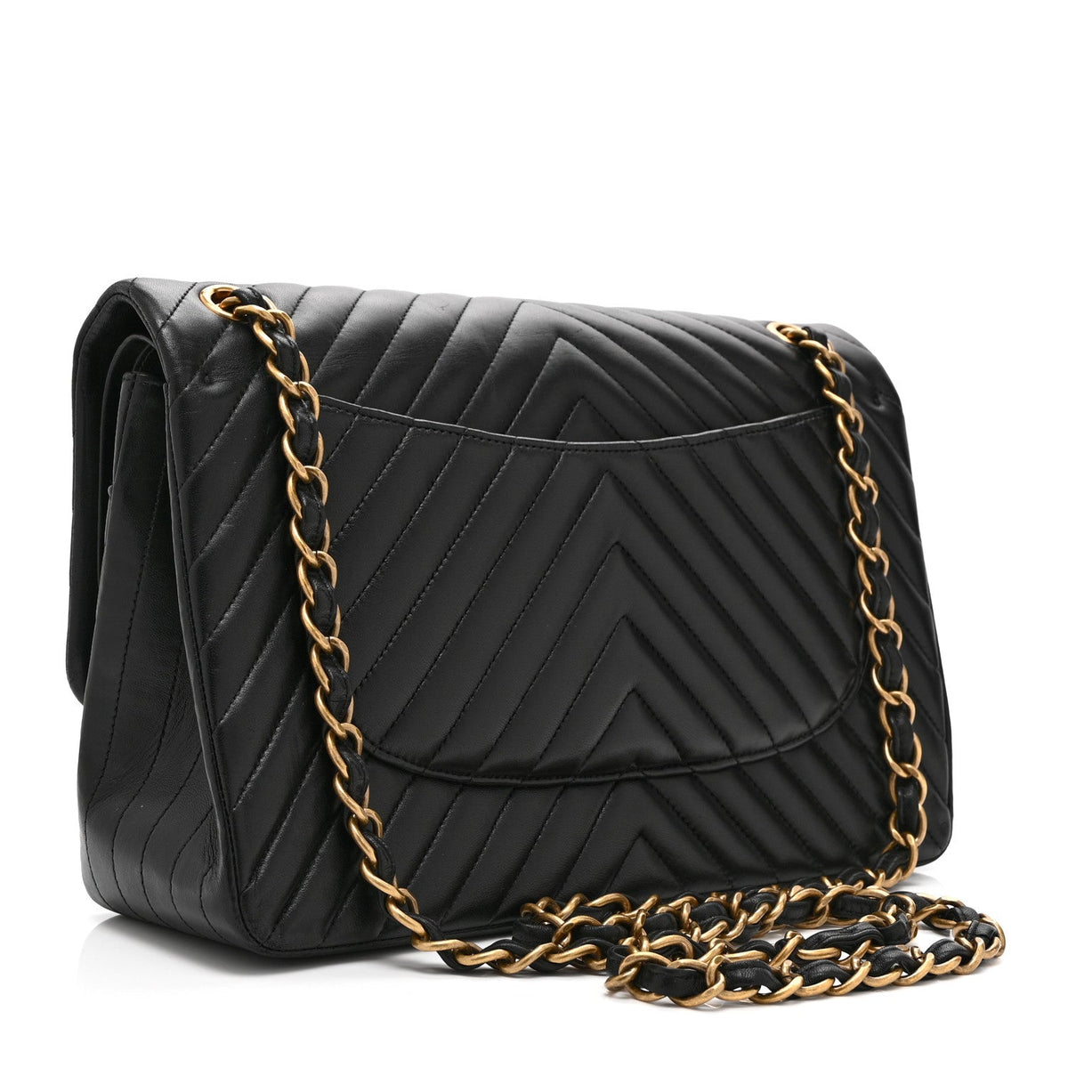 Quilted Lambskin Flap Shoulder Bag - Black