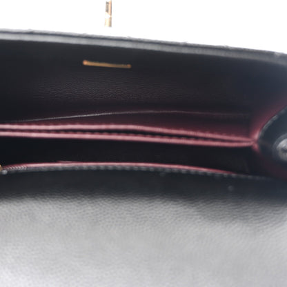 Mini Quilted Caviar Flap Shoulder Bag - Black