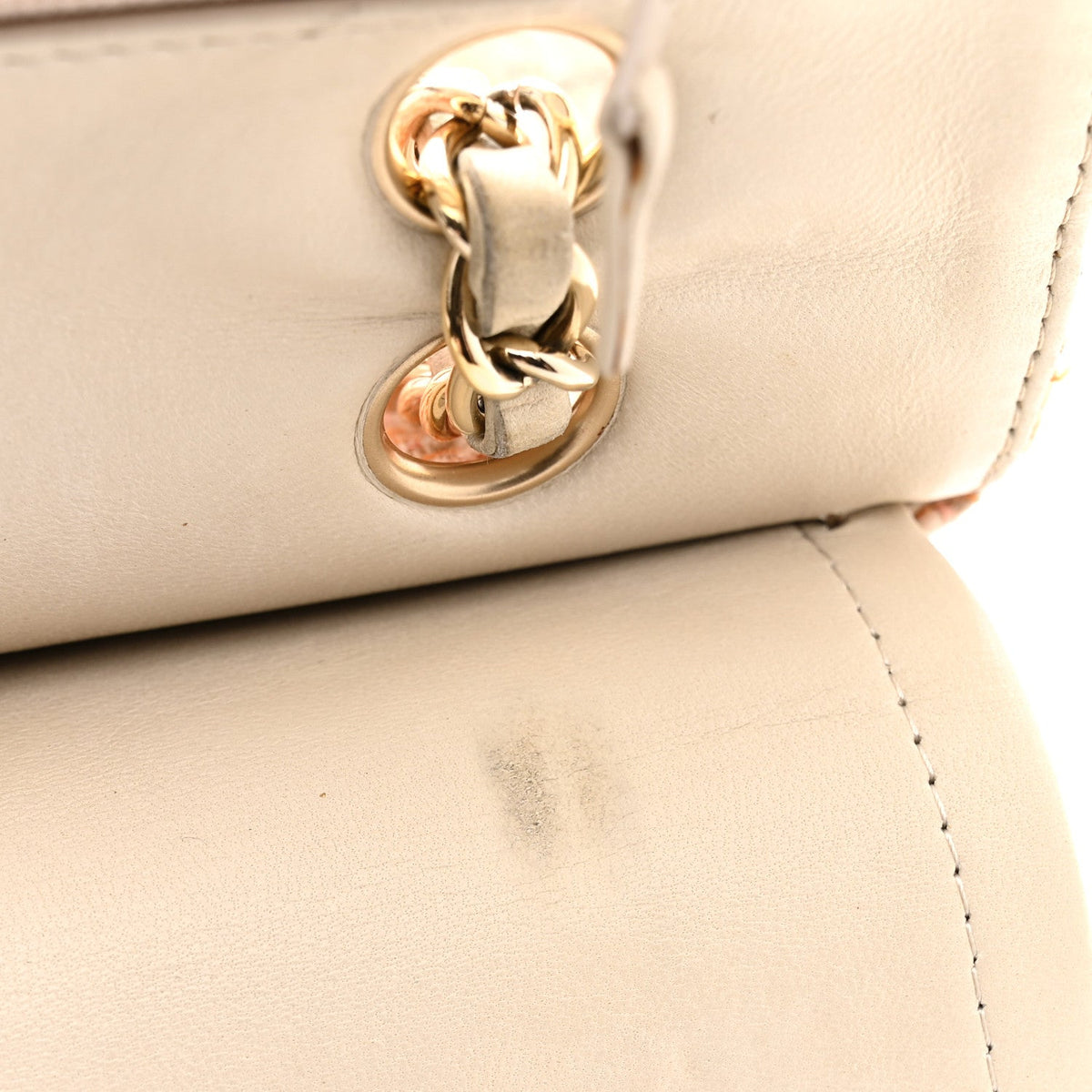 Medium Quilted Flap Shoulder Bag - Beige