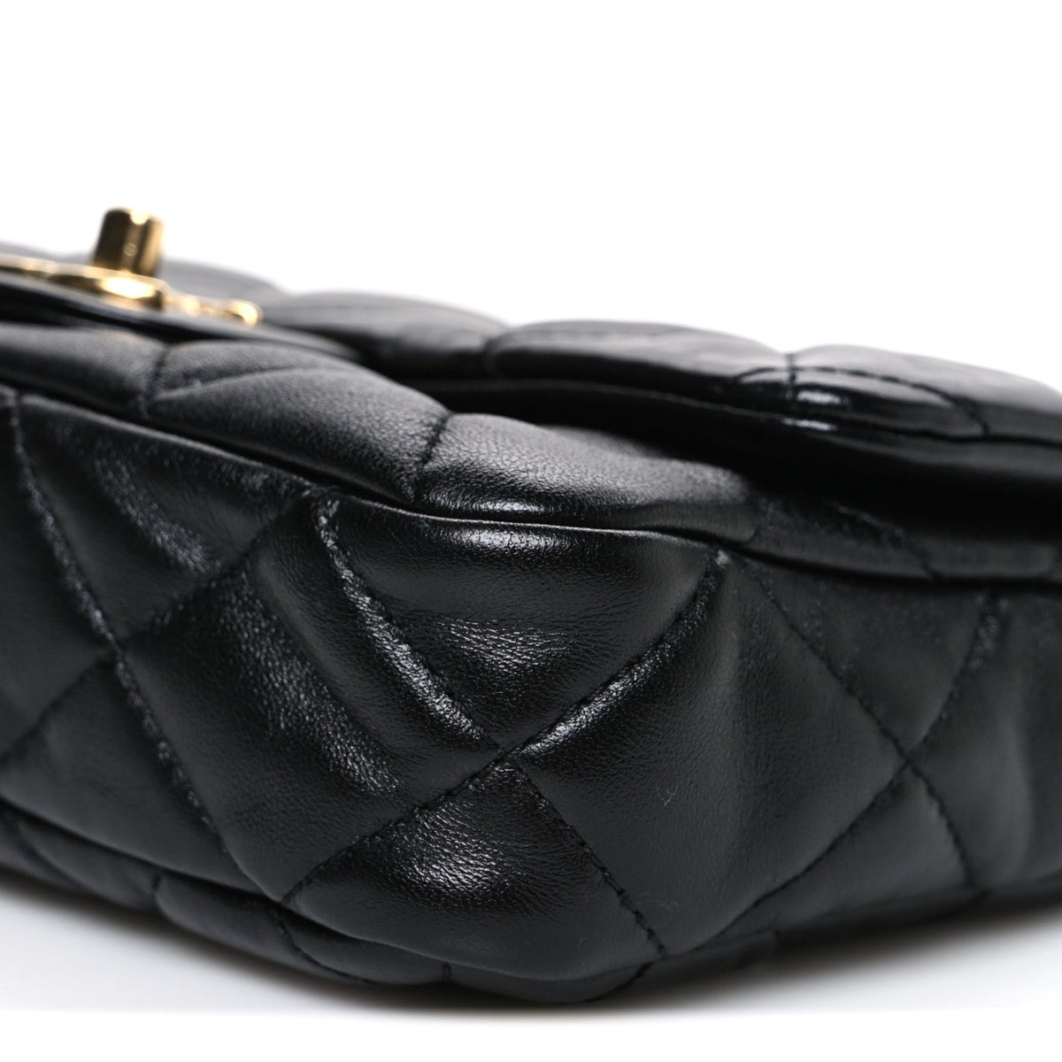Small Quilted Lambskin Flap Shoulder Bag - Black