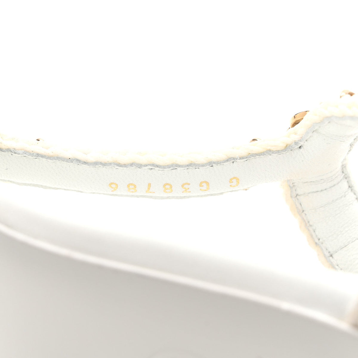 Chanel Lambskin Women's CC Chain Braided Sandals 35 White