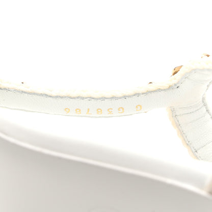 Chanel Lambskin Women's CC Chain Braided Sandals 35 White