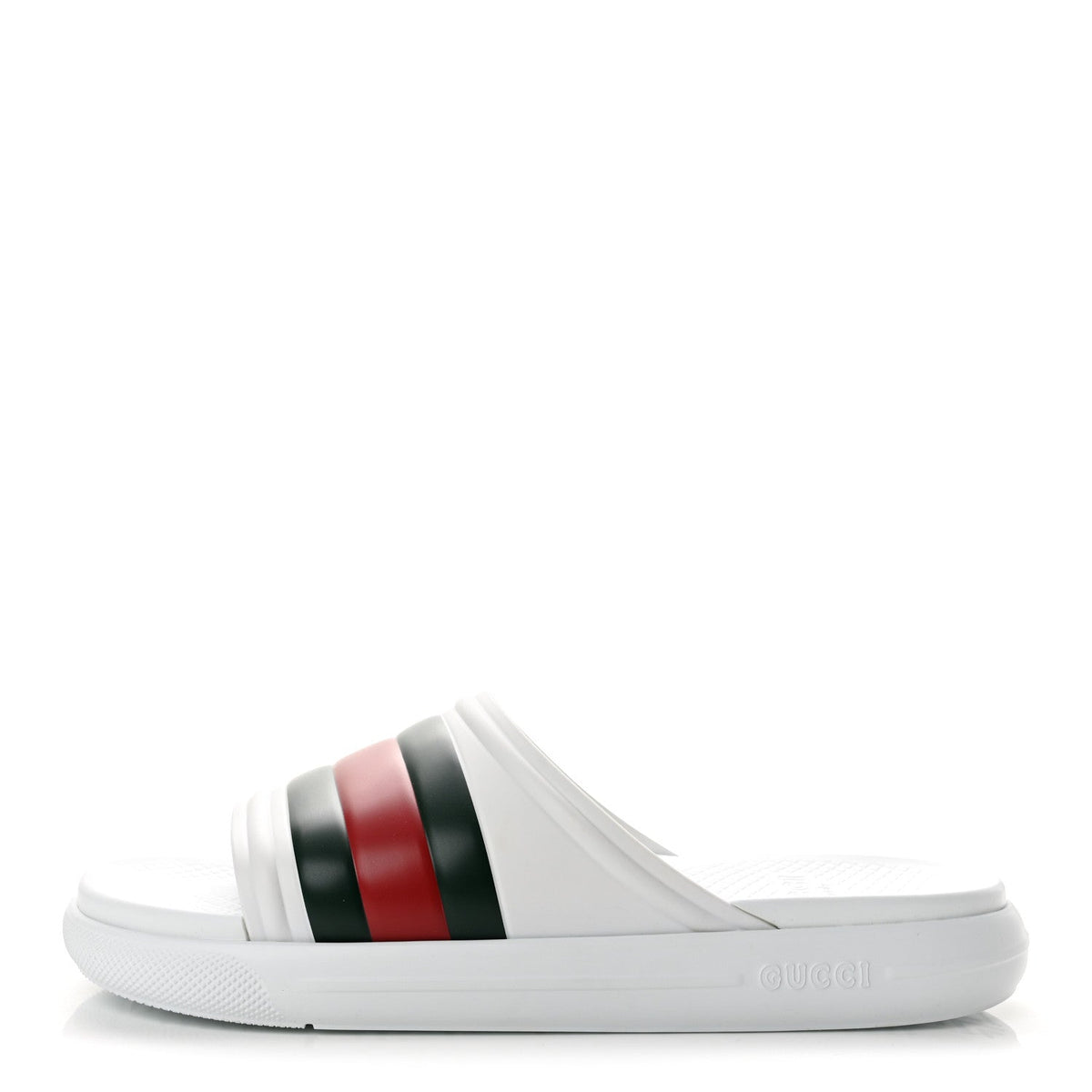 Gucci Rubber Web Men's Slide Sandals 12 White Green Red