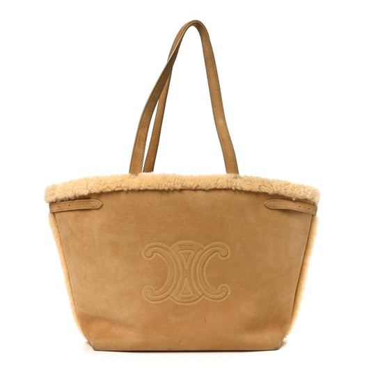 Medium Suede Shearling Handbag - Natural