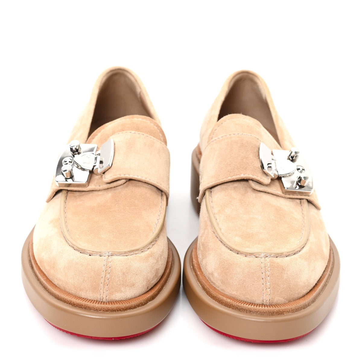 Christian Louboutin Suede Men's Urban Moc Lock Loafers 38 Beige