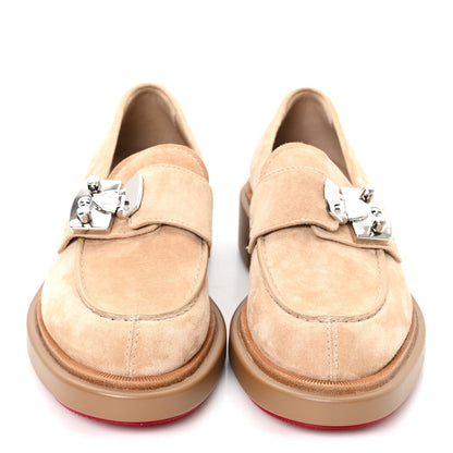 Christian Louboutin Suede Men's Urban Moc Lock Loafers 38 Beige