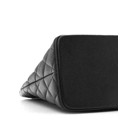 Quilted Caviar Tote Bag - Black