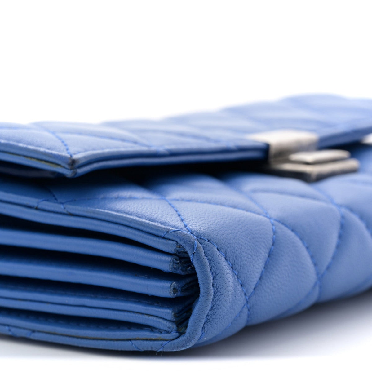 Quilted Lambskin Clutch Bag - Blue