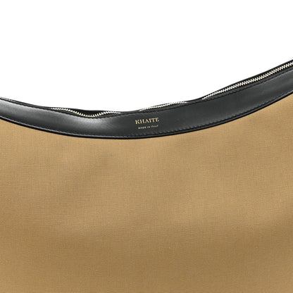 Calfskin Canvas Hobo Bag - Beige