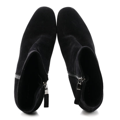 Prada Suede Women's Triangle Logo Zip Boots 40 Black