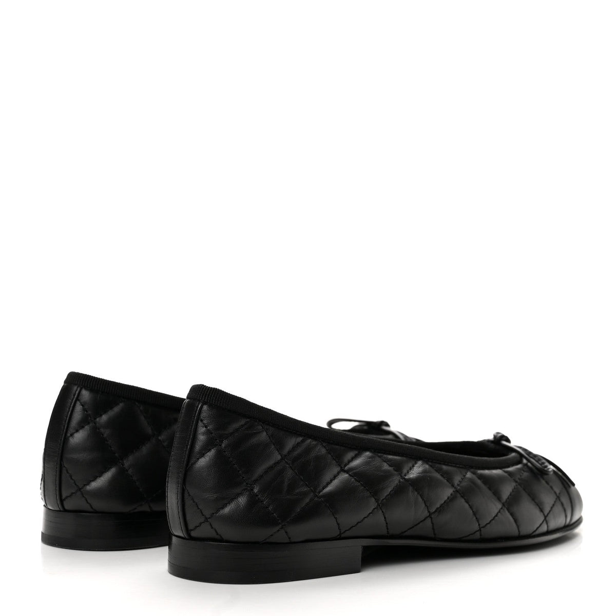Chanel Aged Calfskin Quilted CC Cap Toe Women's Flats