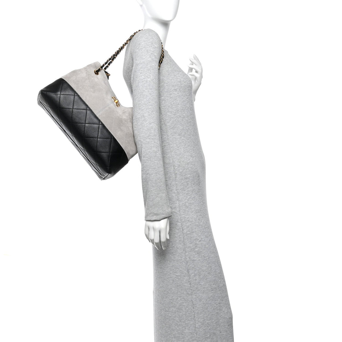 Small Quilted Lambskin Handbag - Grey