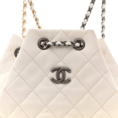 Small Quilted Goatskin Backpack - White